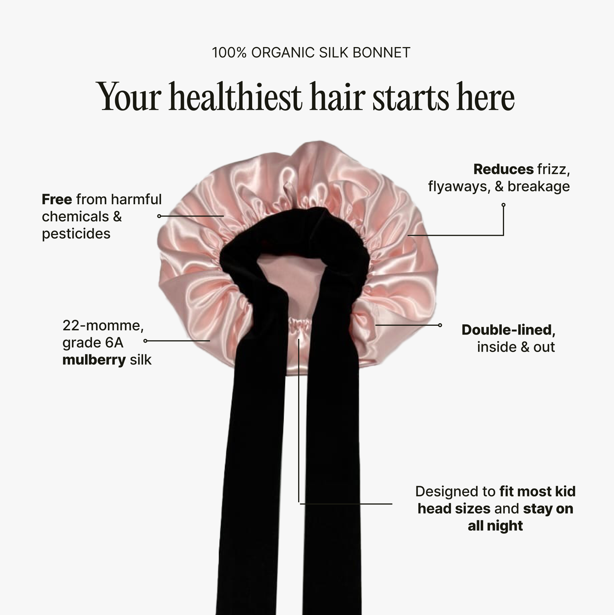 Bonnet en soie biologique pour cheveux