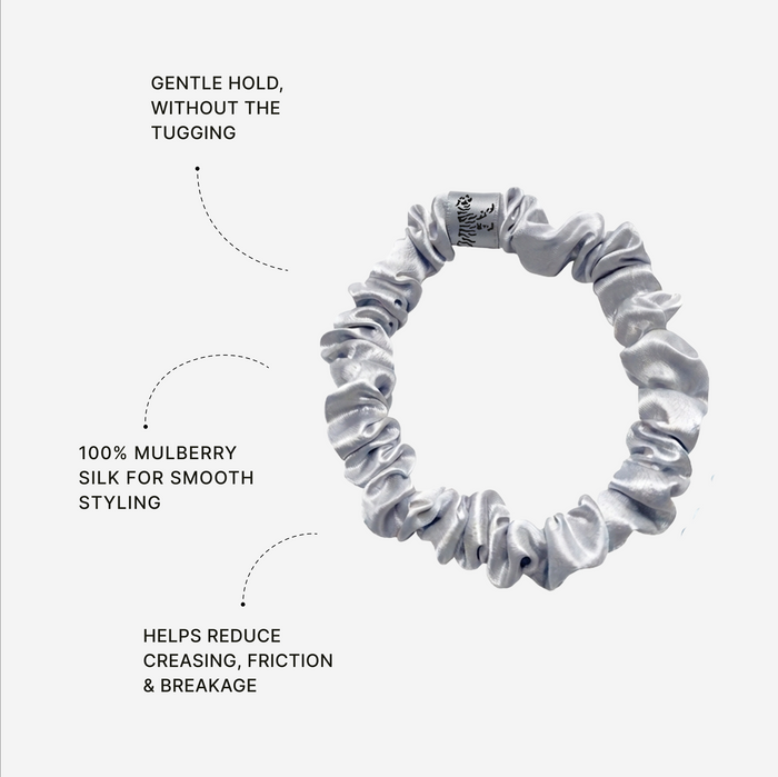 Organic Silk Small Scrunchie Silver
