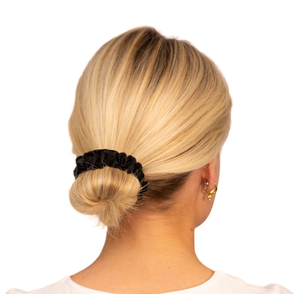 Organic Silk Small Scrunchie Onyx Black