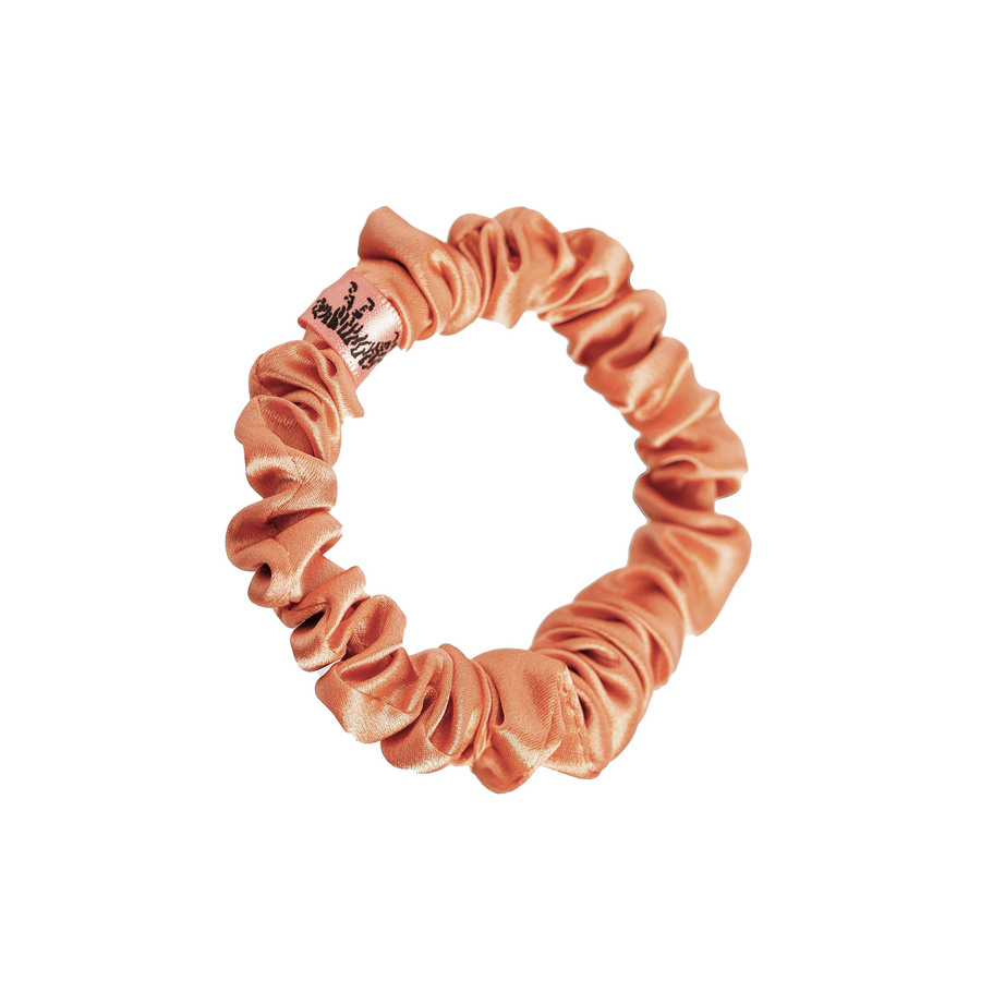 Organic Silk Small Scrunchie Peachy Coral