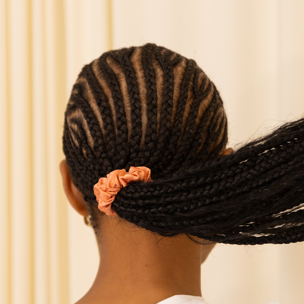 Organic Silk Small Scrunchie Peachy Coral