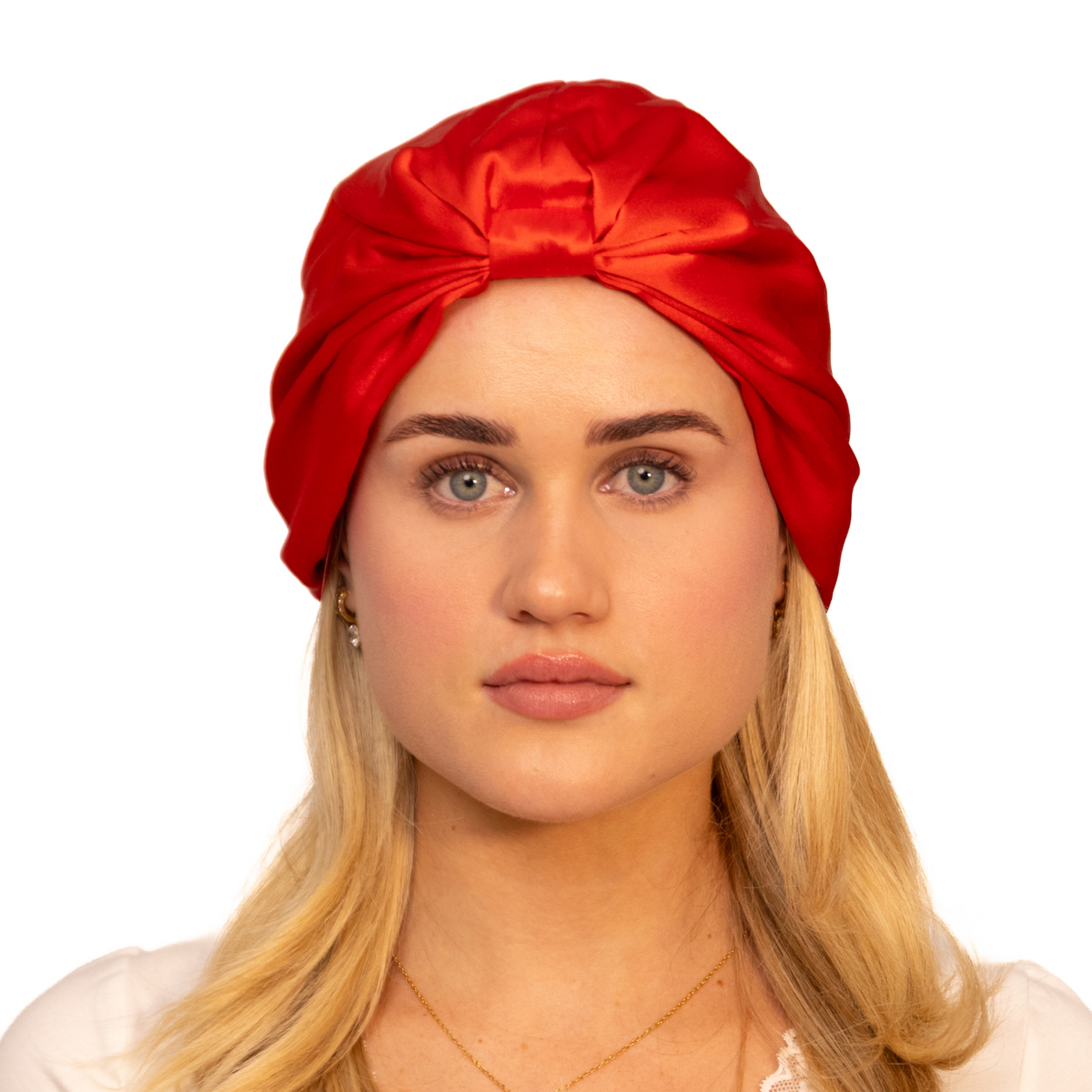 Organic Silk Hair Bonnet Tomato Red