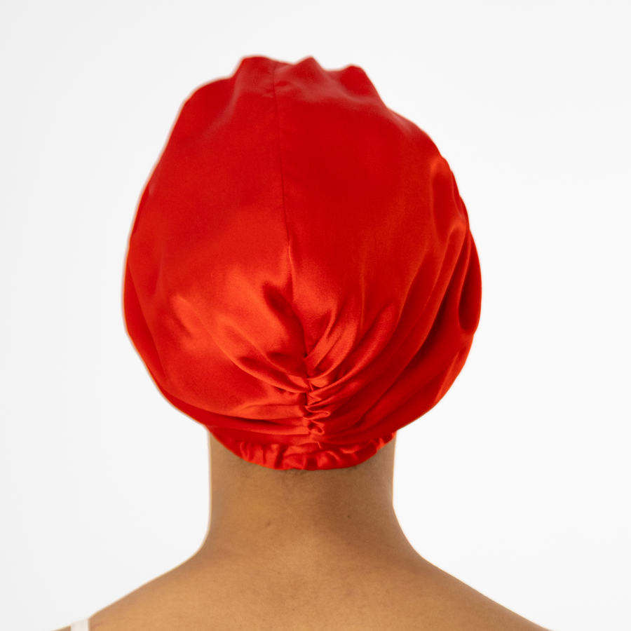Organic Silk Hair Bonnet Tomato Red