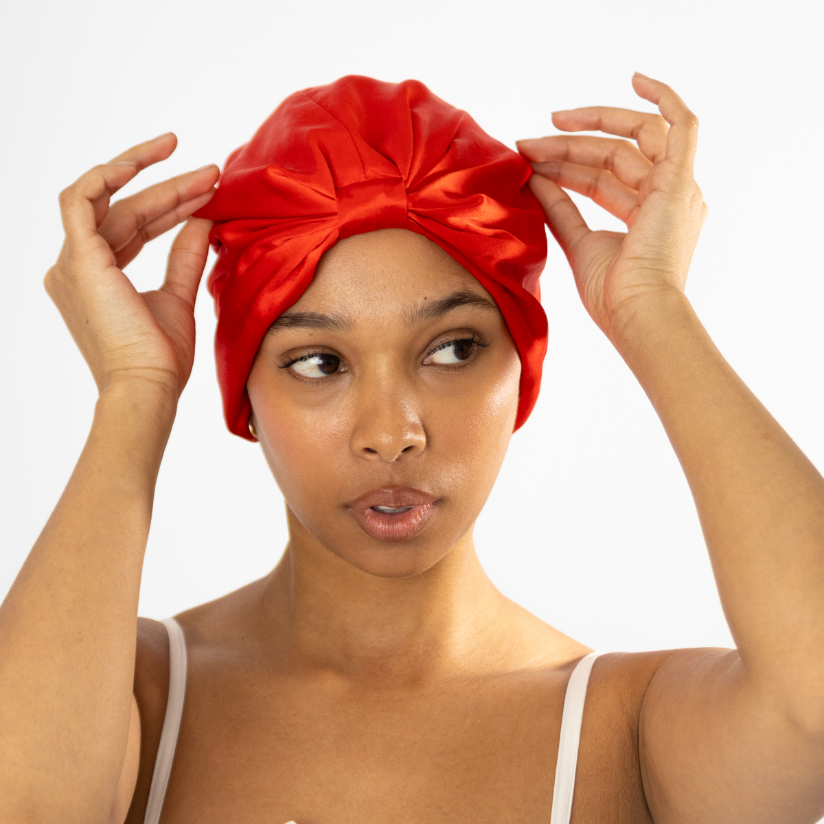 Organic Silk Hair Bonnet Tomato Red
