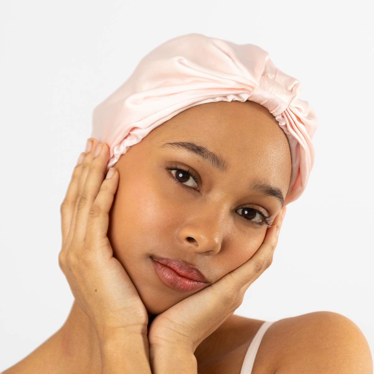 Organic Silk Hair Bonnet Blush Pink