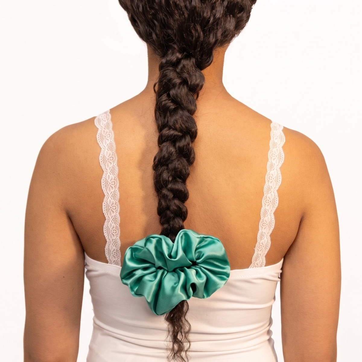 Organic Silk Oversized Scrunchie Jade Green