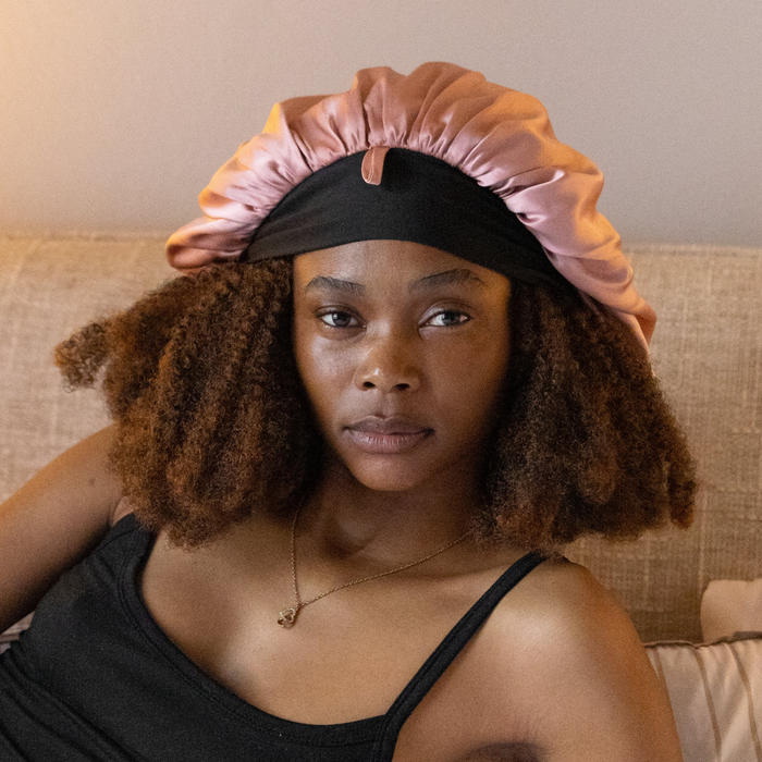 XL Organic Silk Hair Bonnet Dusty Pink